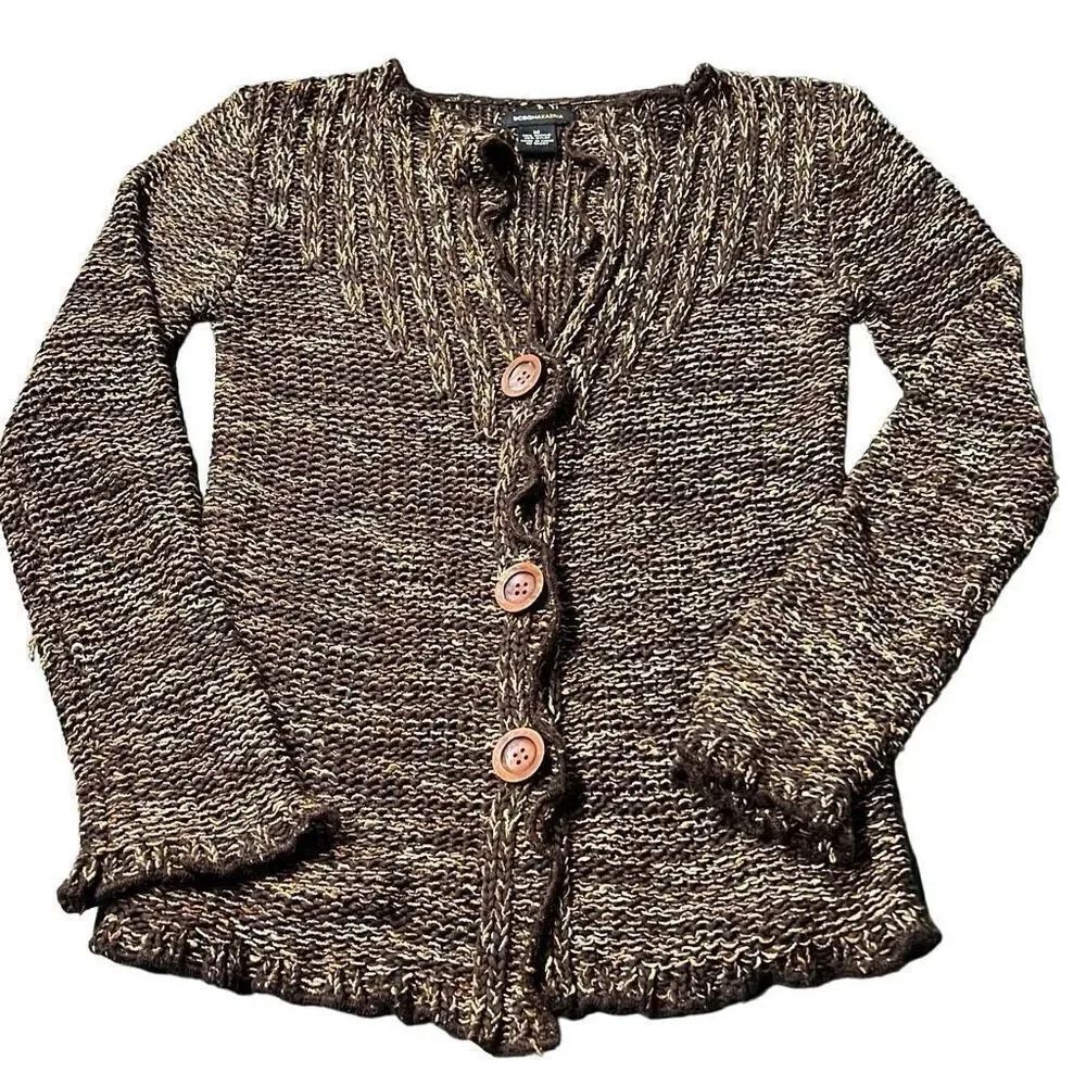 BCBGMaxAzria Women's Brown Marled Button Front Cardigan Sweater Medium